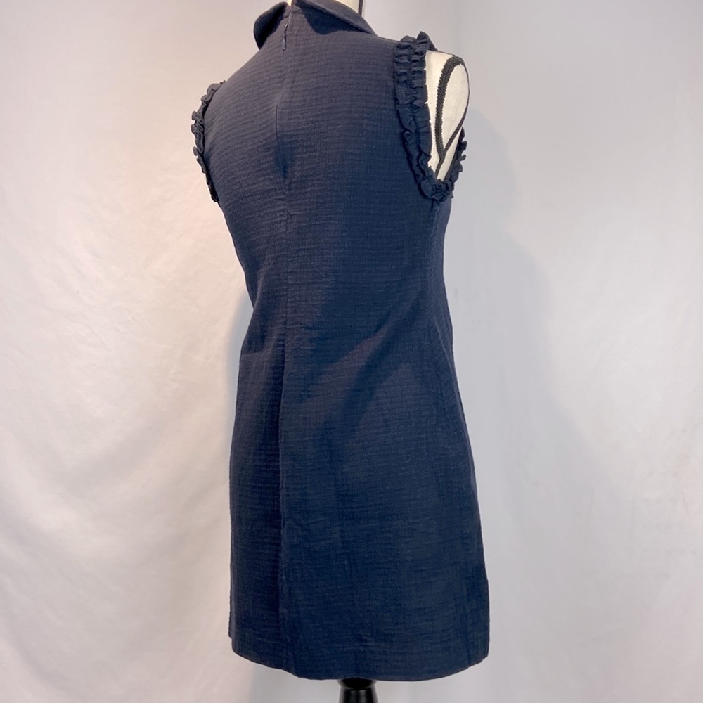 Zara Trafaluc Mini Shift Size M Navy Sleeveless Dress With Sequin Bee - Picture 4 of 10
